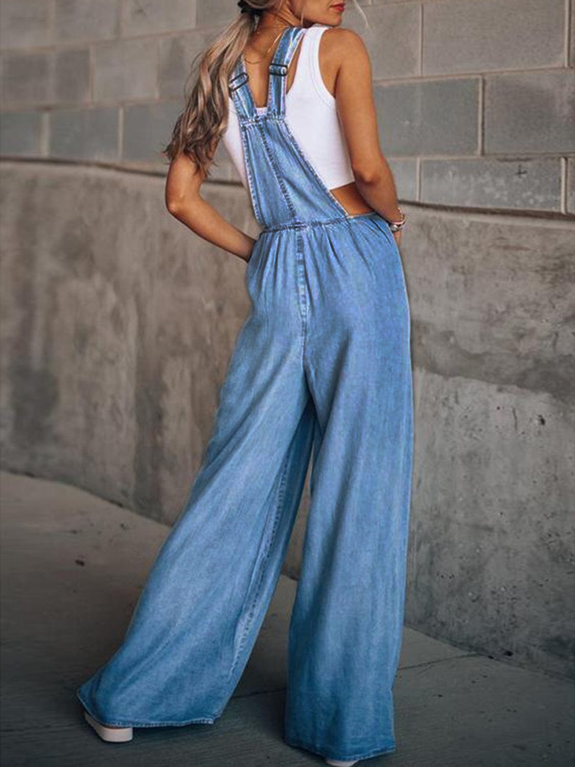 Trendsi Wide Leg Denim Overalls Wide Leg Denim Overalls