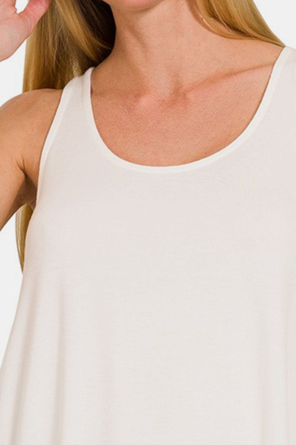 Trendsi Zenana Round Neck Flowy Hem Tank Zenana Round Neck Flowy Hem Tank