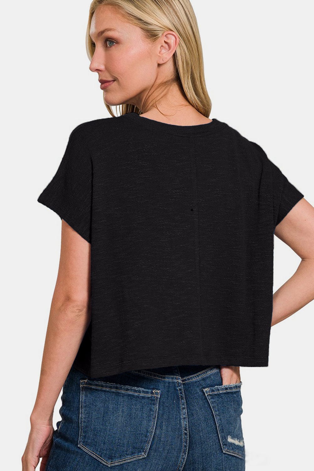 Trendsi Zenana Round Neck Short Sleeve Crop T-Shirt Zenana Round Neck Short Sleeve Crop T-Shirt