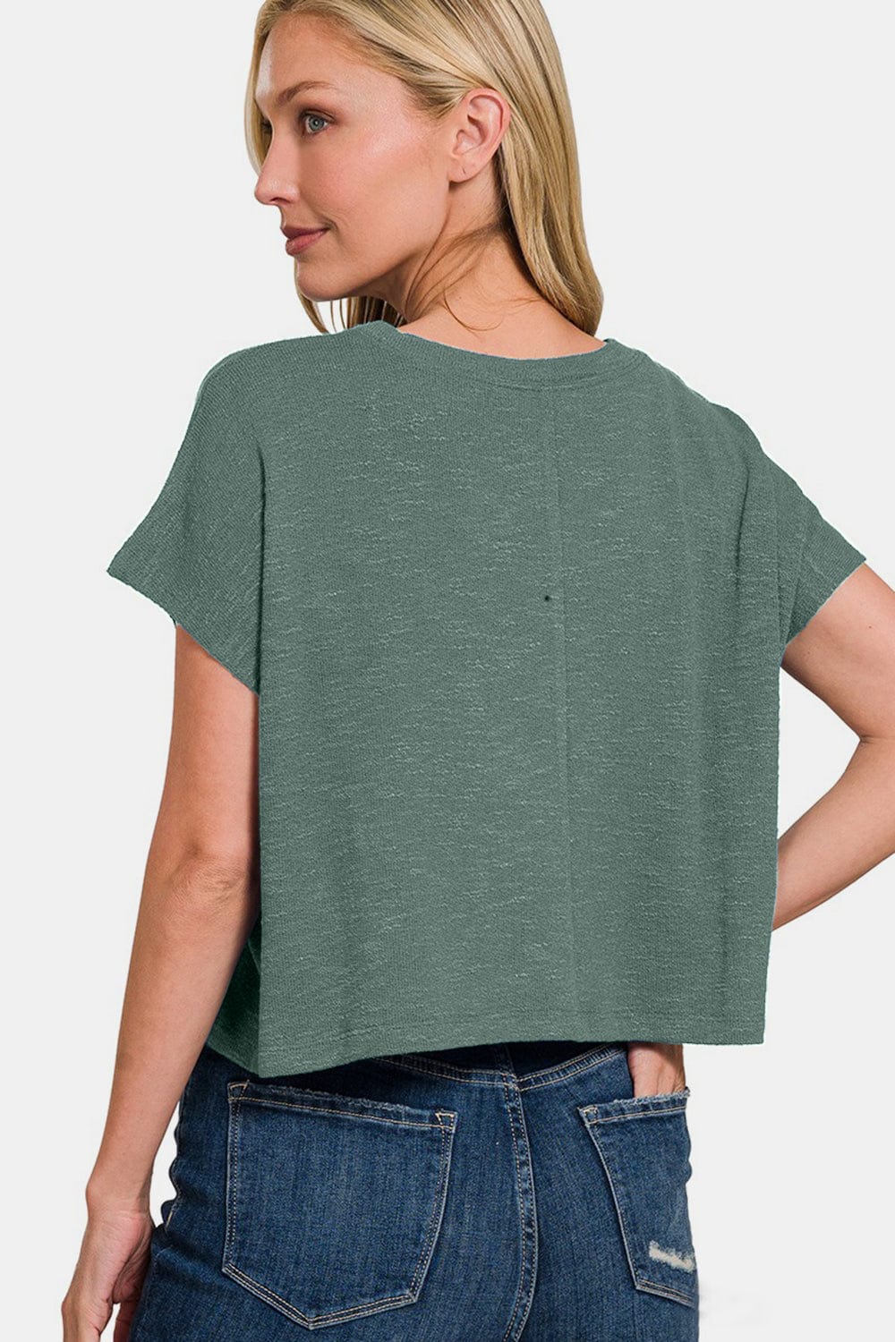 Trendsi Zenana Round Neck Short Sleeve Crop T-Shirt Zenana Round Neck Short Sleeve Crop T-Shirt