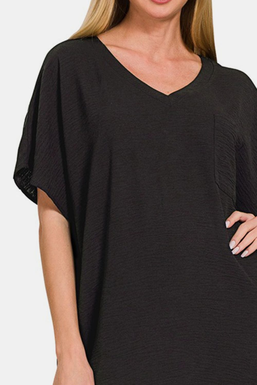 Trendsi Zenana V-Neck Tee Dress with Pockets Zenana V-Neck Tee Dress with Pockets