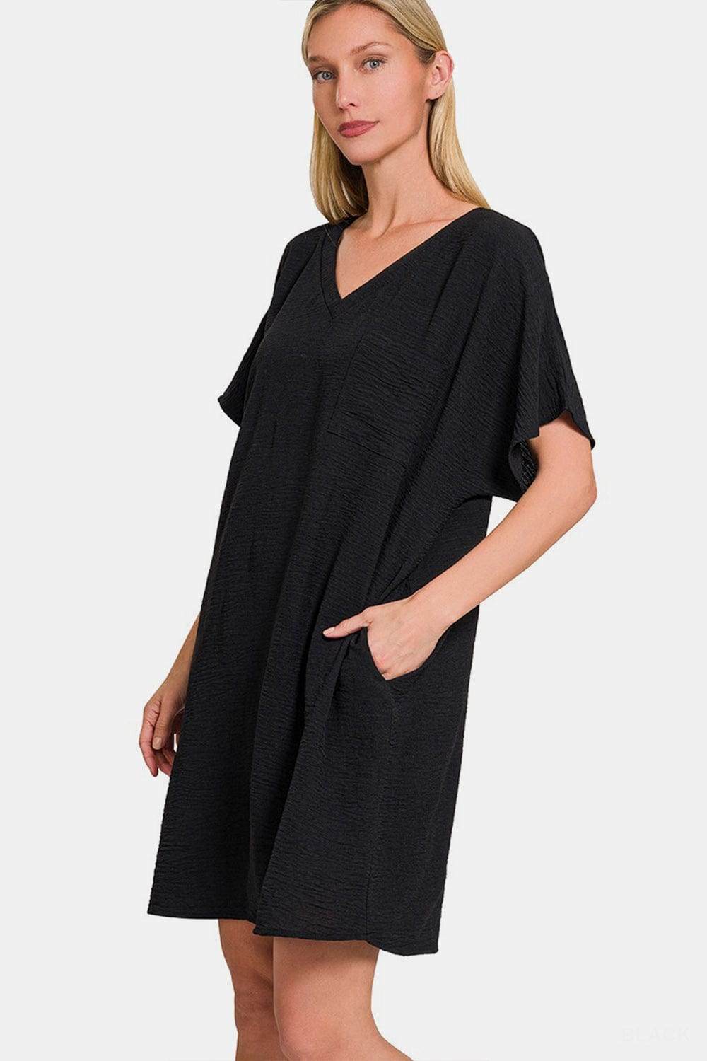 Trendsi Zenana V-Neck Tee Dress with Pockets Zenana V-Neck Tee Dress with Pockets
