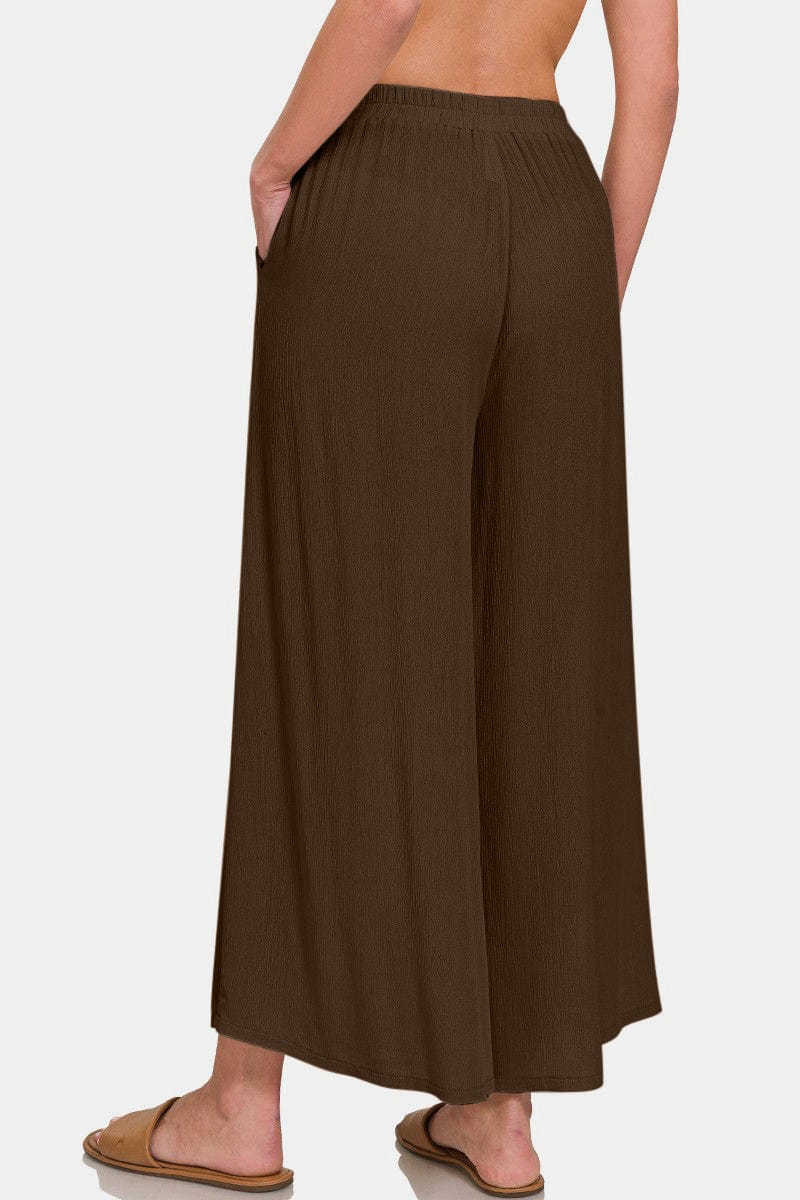 Trendsi Zenana Woven Wide Leg Pants With Pockets Zenana Woven Wide Leg Pants With Pockets