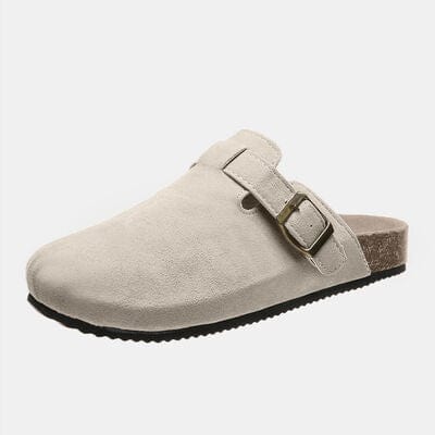 Basic Beaches Collective Beige / 6 Suede Closed Toe Buckle Slide Suede Closed Toe Buckle Slide