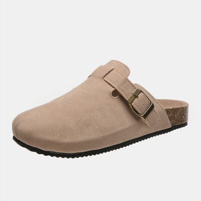 Basic Beaches Collective Camel / 6 Suede Closed Toe Buckle Slide Suede Closed Toe Buckle Slide