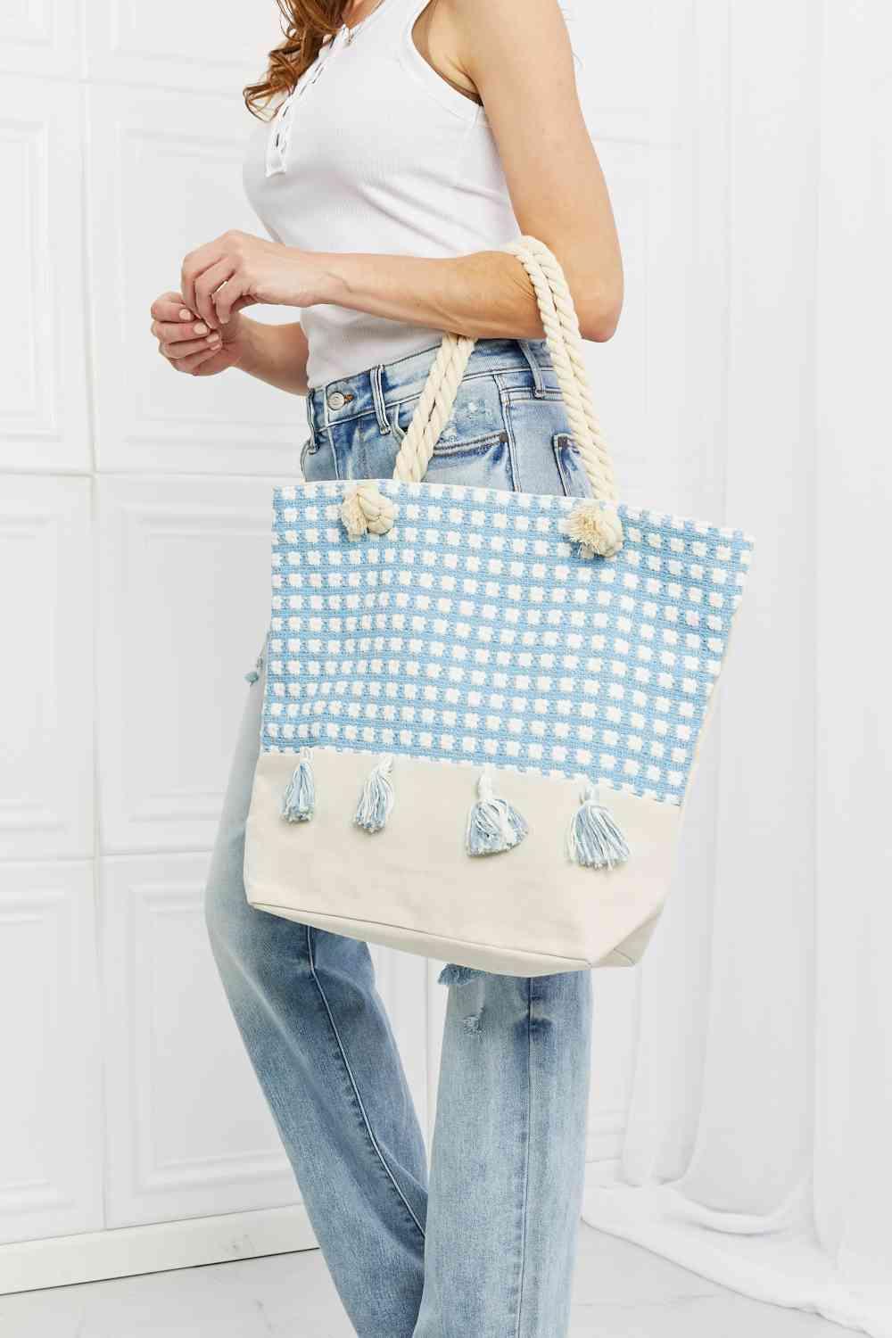 Basic Beaches Collective Chambray / One Size No Place Like Home Basic Picnic Tassel Tote Bag No Place Like Home Basic Picnic Tassel Tote Bag