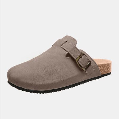Basic Beaches Collective Charcoal / 6 Suede Closed Toe Buckle Slide Suede Closed Toe Buckle Slide