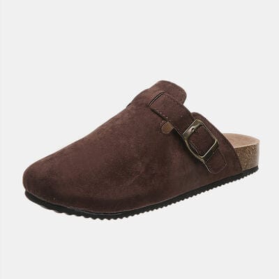 Basic Beaches Collective Chocolate / 6 Suede Closed Toe Buckle Slide Suede Closed Toe Buckle Slide