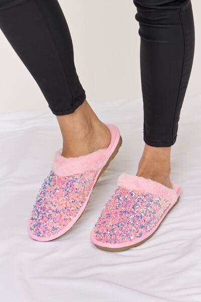 Basic Beaches Collective Forever Link Sequin Plush Round Toe Slippers Forever Link Sequin Plush Round Toe Slippers