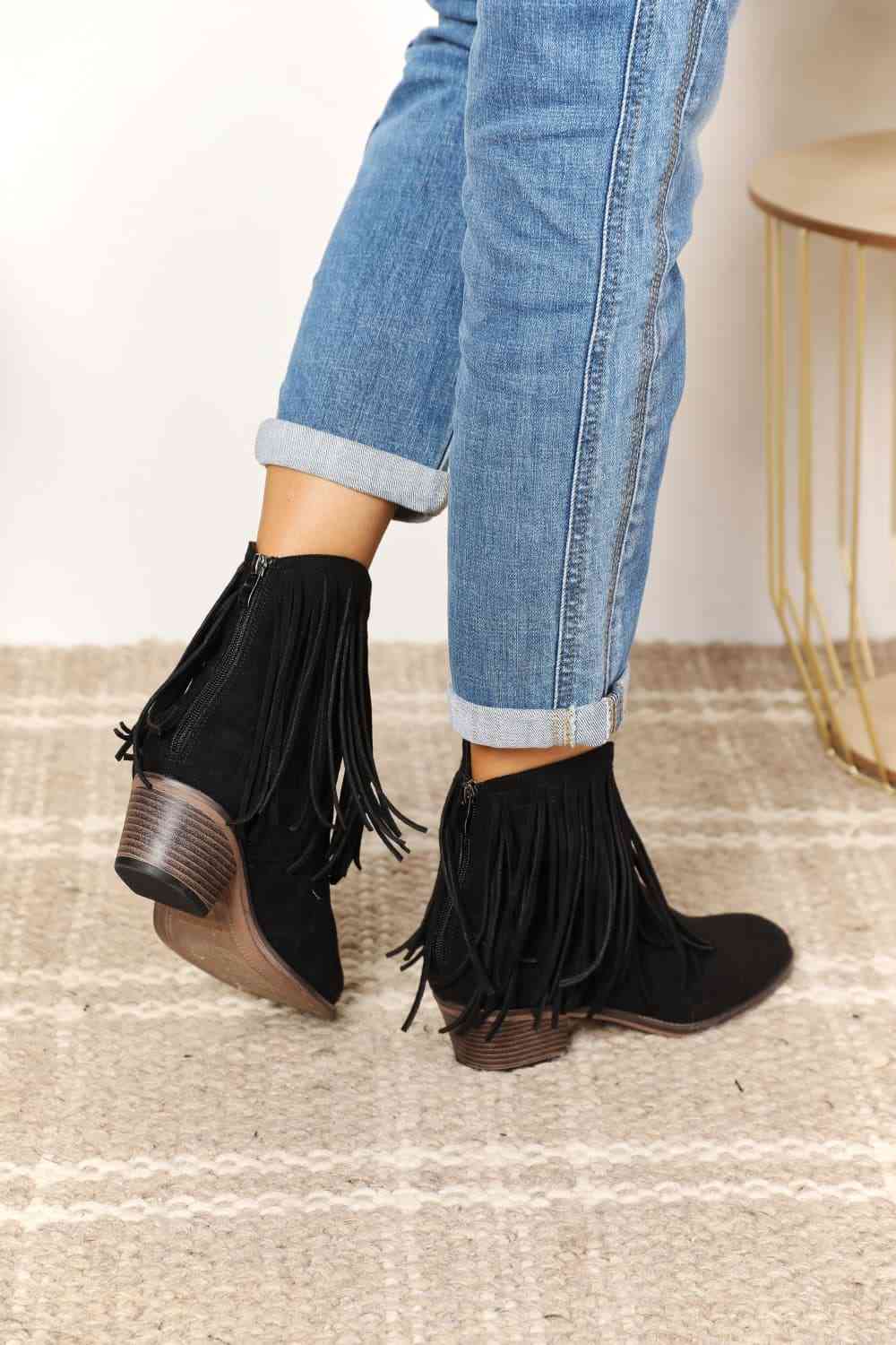 Basic Beaches Collective Legend Women's Fringe Cowboy Western Ankle Boots Legend Women's Fringe Cowboy Western Ankle Boots