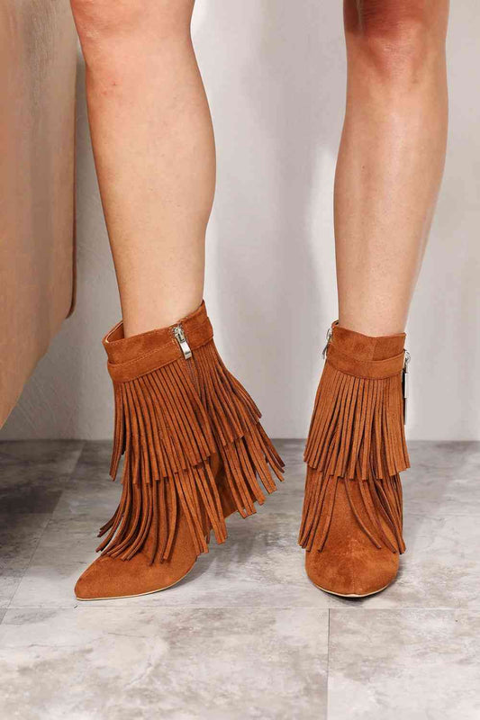 Basic Beaches Collective Ochre / 6 Legend Women's Tassel Wedge Heel Ankle Booties Legend Women's Tassel Wedge Heel Ankle Booties