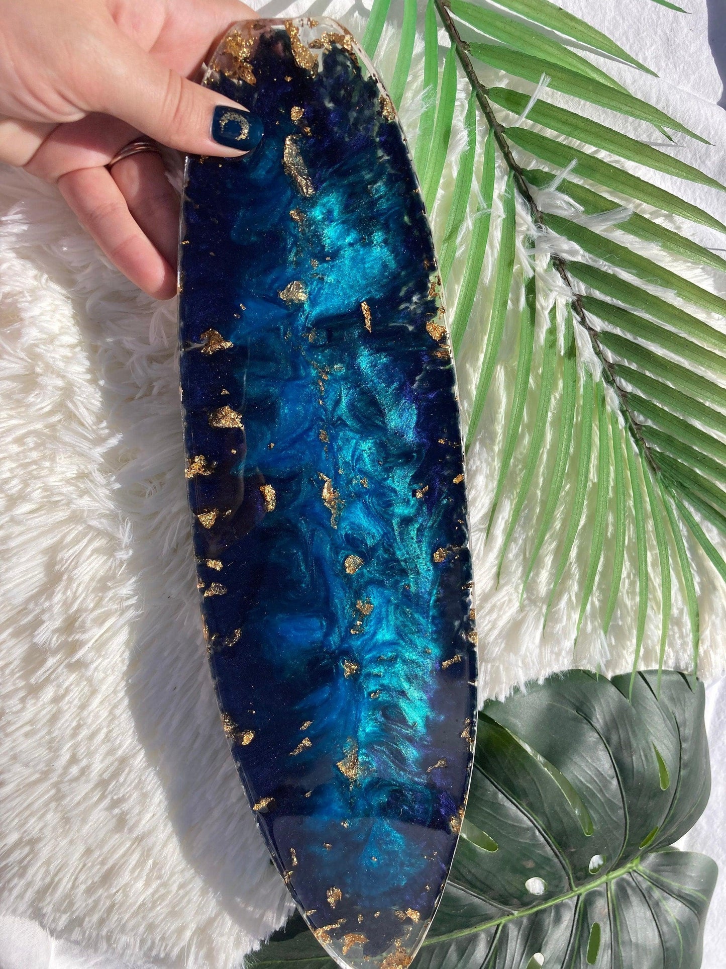 Basic Beaches Collective Resin Ocean Surf Board Tray Resin Ocean Surf Board Tray