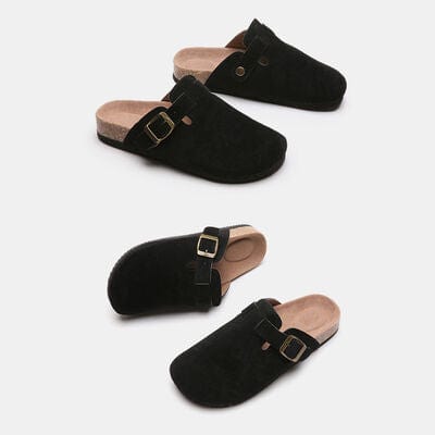 Basic Beaches Collective Suede Closed Toe Buckle Slide Suede Closed Toe Buckle Slide