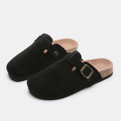 Basic Beaches Collective Suede Closed Toe Buckle Slide Suede Closed Toe Buckle Slide
