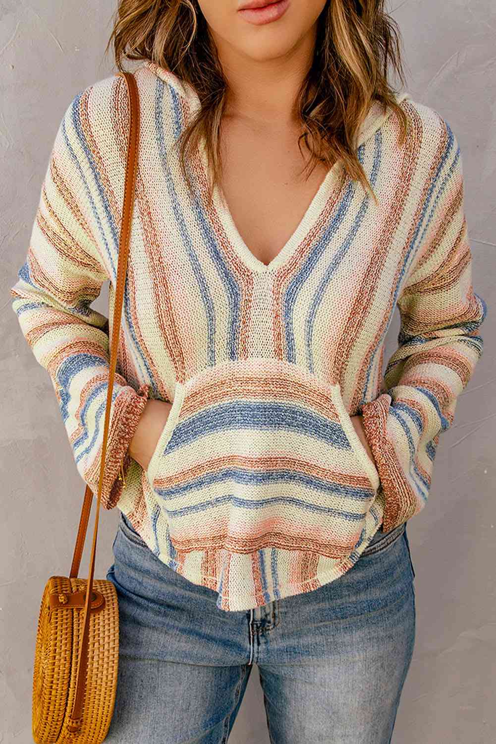 Basic Beaches Collective Surfer Striped Hooded Sweater with Pocket Surfer Striped Hooded Sweater with Pocket