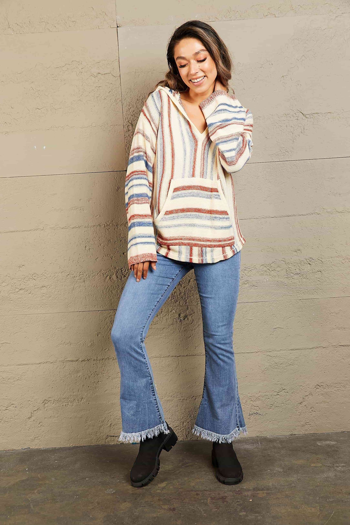 Basic Beaches Collective Surfer Striped Hooded Sweater with Pocket Surfer Striped Hooded Sweater with Pocket