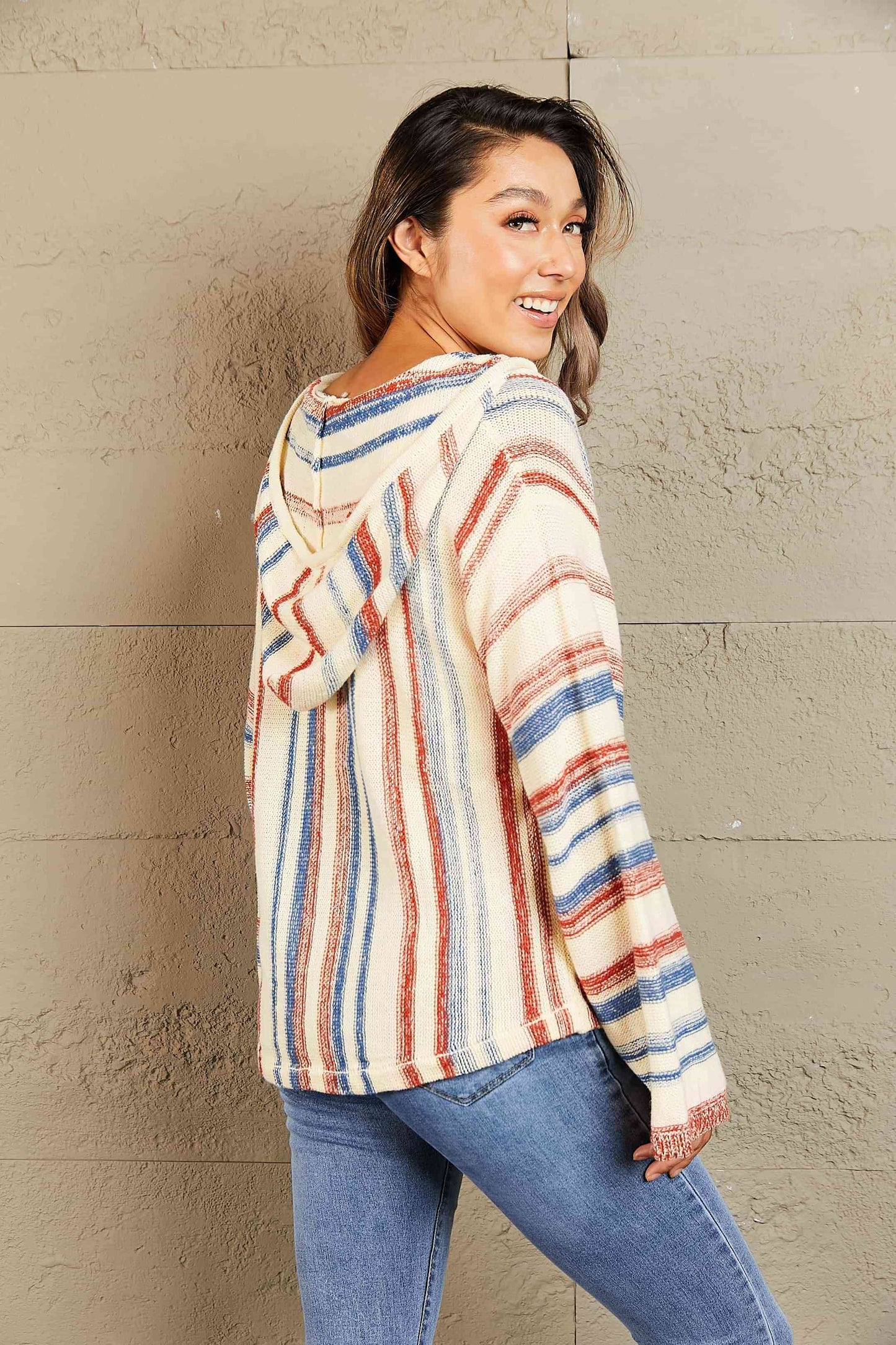 Basic Beaches Collective Surfer Striped Hooded Sweater with Pocket Surfer Striped Hooded Sweater with Pocket