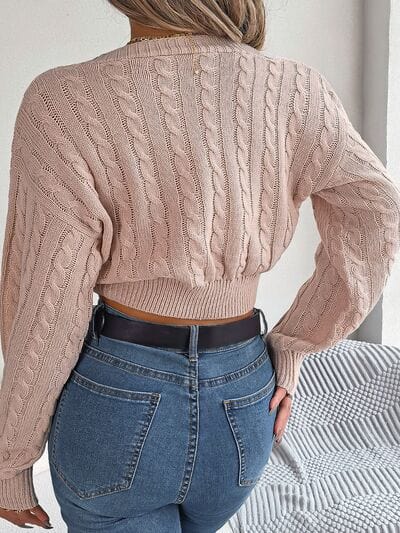 Basic Beaches Collective Twisted Cable-Knit V-Neck Sweater Twisted Cable-Knit V-Neck Sweater