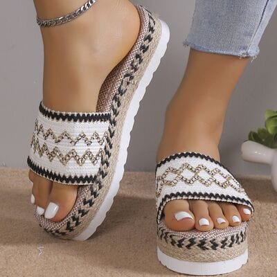 Basic Beaches Collective White / 36(US5) Geometric Weave Platform Sandals Geometric Weave Platform Sandals