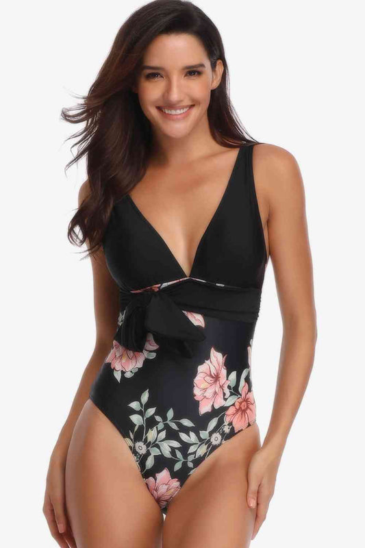 Floral Tied One-Piece Swimsuit - Basic Beaches Collective