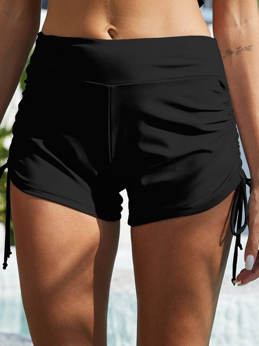 Trendsi Black / S Drawstring Mid-Rise Waist Swim Shorts Drawstring Mid-Rise Waist Swim Shorts