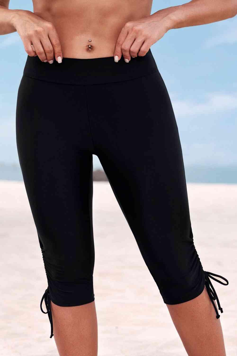 Trendsi Black / S Drawstring Ruched Swim Shorts Drawstring Ruched Swim Shorts