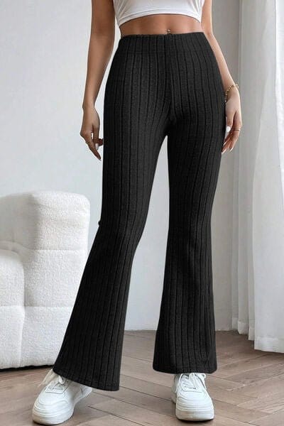 Trendsi Black / S Ribbed High Waist Flare Pants Ribbed High Waist Flare Pants