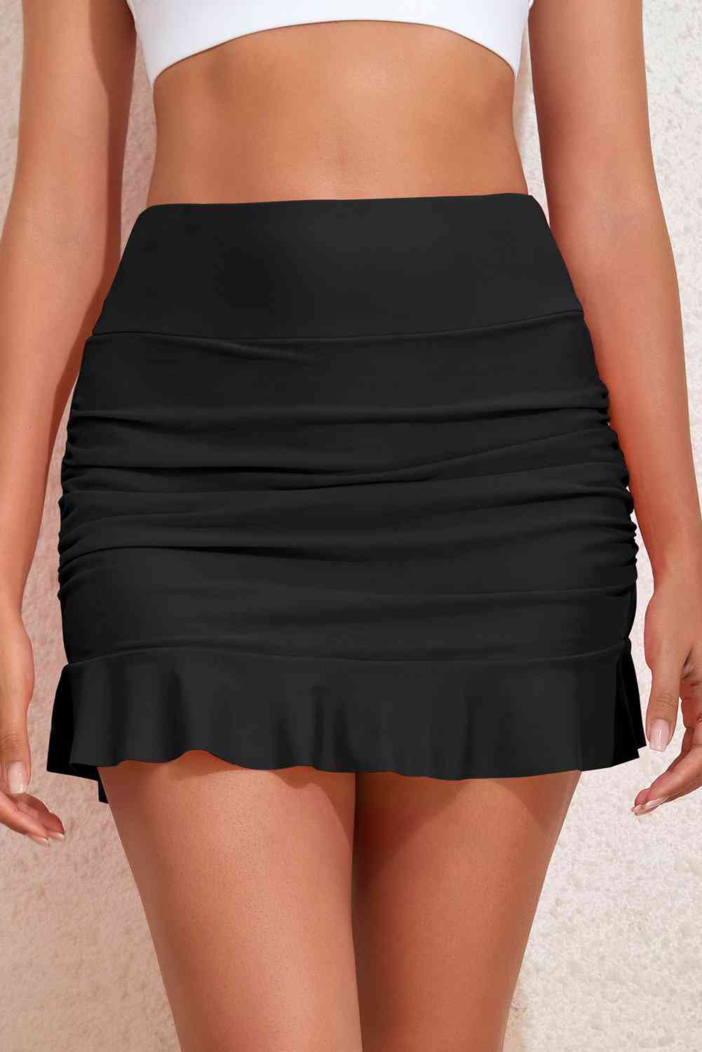 Trendsi Black / S Ruffle Hem Swim Skort Ruffle Hem Swim Skort
