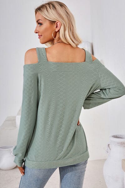 Trendsi Cutout Square Neck Cold Shoulder T-Shirt Cutout Square Neck Cold Shoulder T-Shirt