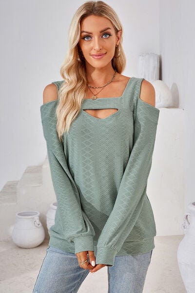 Trendsi Cutout Square Neck Cold Shoulder T-Shirt Cutout Square Neck Cold Shoulder T-Shirt