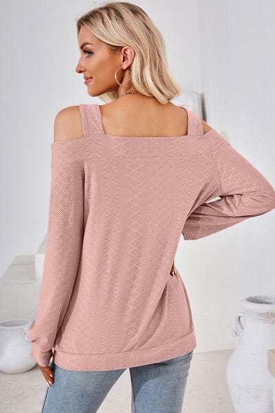 Trendsi Cutout Square Neck Cold Shoulder T-Shirt Cutout Square Neck Cold Shoulder T-Shirt