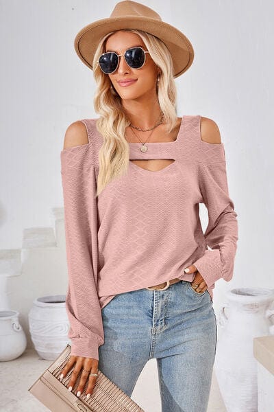 Trendsi Cutout Square Neck Cold Shoulder T-Shirt Cutout Square Neck Cold Shoulder T-Shirt