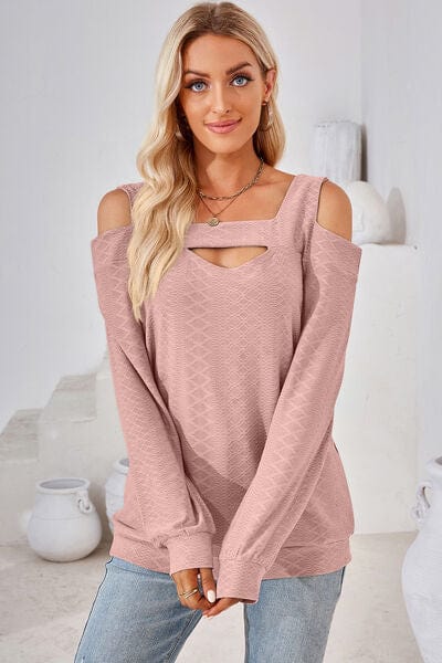 Trendsi Cutout Square Neck Cold Shoulder T-Shirt Cutout Square Neck Cold Shoulder T-Shirt