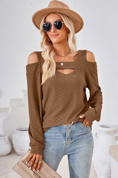 Trendsi Cutout Square Neck Cold Shoulder T-Shirt Cutout Square Neck Cold Shoulder T-Shirt
