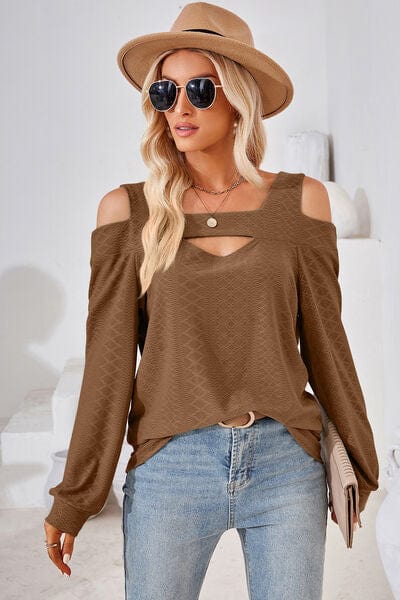 Trendsi Cutout Square Neck Cold Shoulder T-Shirt Cutout Square Neck Cold Shoulder T-Shirt