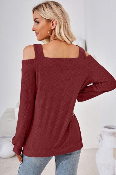 Trendsi Cutout Square Neck Cold Shoulder T-Shirt Cutout Square Neck Cold Shoulder T-Shirt