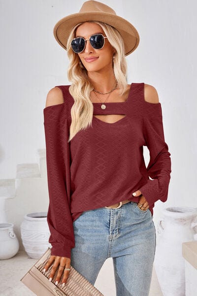 Trendsi Cutout Square Neck Cold Shoulder T-Shirt Cutout Square Neck Cold Shoulder T-Shirt