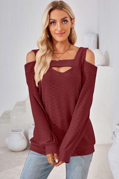 Trendsi Cutout Square Neck Cold Shoulder T-Shirt Cutout Square Neck Cold Shoulder T-Shirt