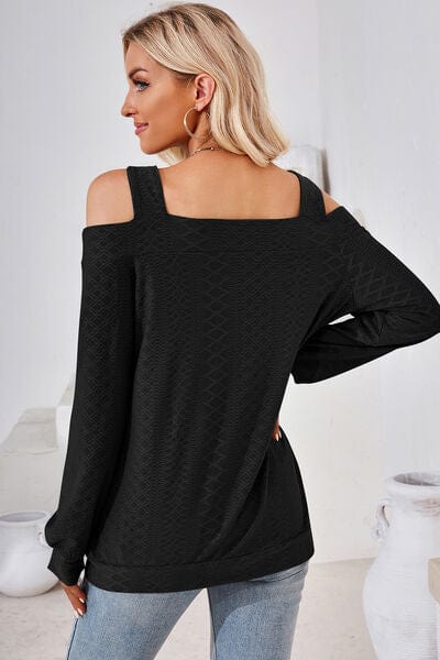 Trendsi Cutout Square Neck Cold Shoulder T-Shirt Cutout Square Neck Cold Shoulder T-Shirt