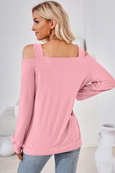 Trendsi Cutout Square Neck Cold Shoulder T-Shirt Cutout Square Neck Cold Shoulder T-Shirt