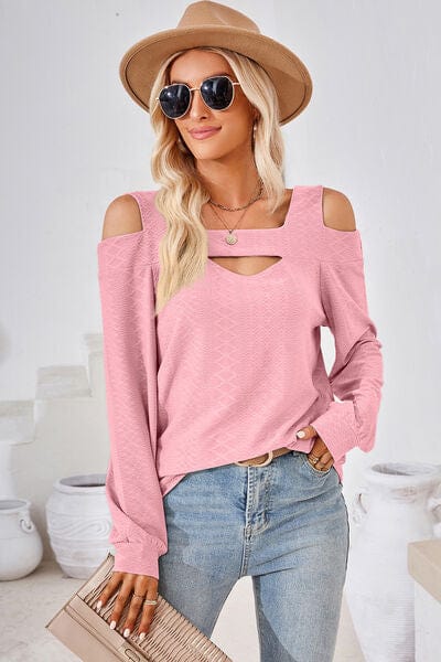 Trendsi Cutout Square Neck Cold Shoulder T-Shirt Cutout Square Neck Cold Shoulder T-Shirt