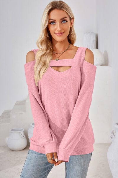Trendsi Cutout Square Neck Cold Shoulder T-Shirt Cutout Square Neck Cold Shoulder T-Shirt