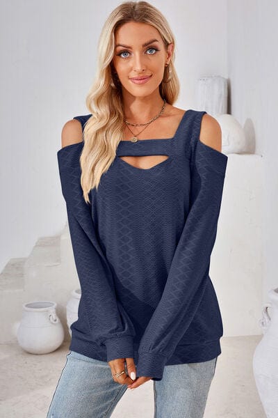 Trendsi Cutout Square Neck Cold Shoulder T-Shirt Cutout Square Neck Cold Shoulder T-Shirt
