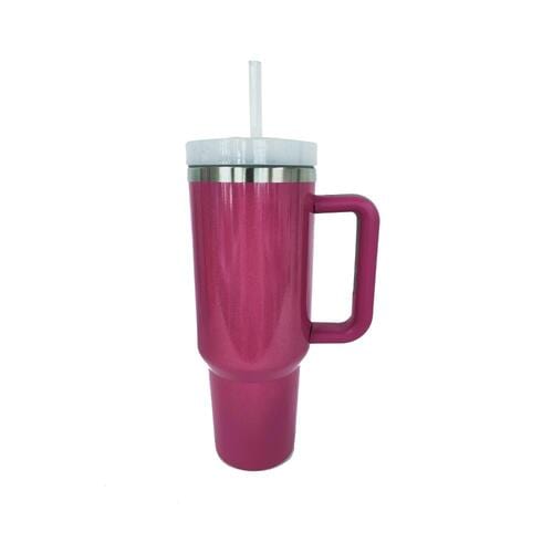 Trendsi Deep Rose / One Size Stainless Steel Tumbler with Handle and Straw Stainless Steel Tumbler with Handle and Straw