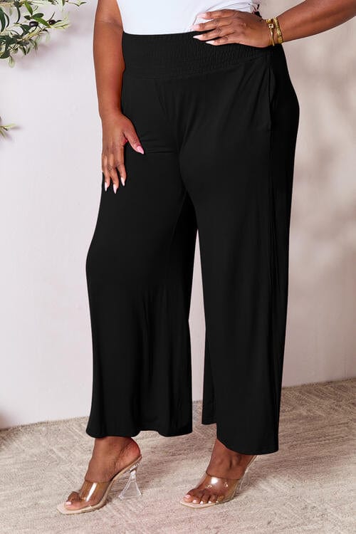 Trendsi Double Take Full Size Smocked Wide Waistband Wide Leg Pants Double Take Full Size Smocked Wide Waistband Wide Leg Pants