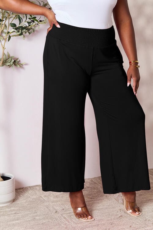 Trendsi Double Take Full Size Smocked Wide Waistband Wide Leg Pants Double Take Full Size Smocked Wide Waistband Wide Leg Pants