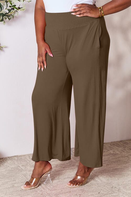 Trendsi Double Take Full Size Smocked Wide Waistband Wide Leg Pants Double Take Full Size Smocked Wide Waistband Wide Leg Pants