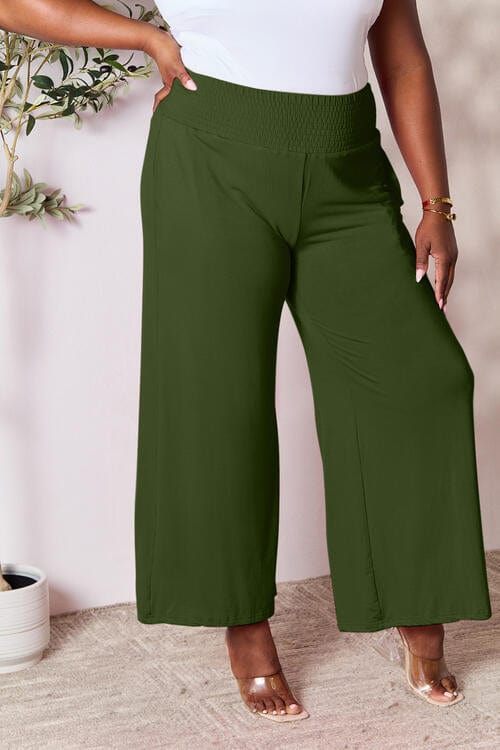 Trendsi Double Take Full Size Smocked Wide Waistband Wide Leg Pants Double Take Full Size Smocked Wide Waistband Wide Leg Pants