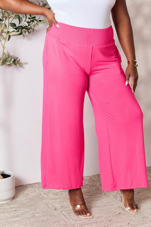 Trendsi Double Take Full Size Smocked Wide Waistband Wide Leg Pants Double Take Full Size Smocked Wide Waistband Wide Leg Pants