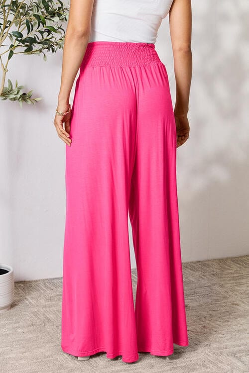 Trendsi Double Take Full Size Smocked Wide Waistband Wide Leg Pants Double Take Full Size Smocked Wide Waistband Wide Leg Pants